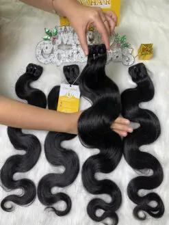 Body Wave Machine Weft Hair Extensions Natural Color