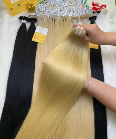 Weft Hair Extension Bone Straight #613 Raw Vietnamese Hair