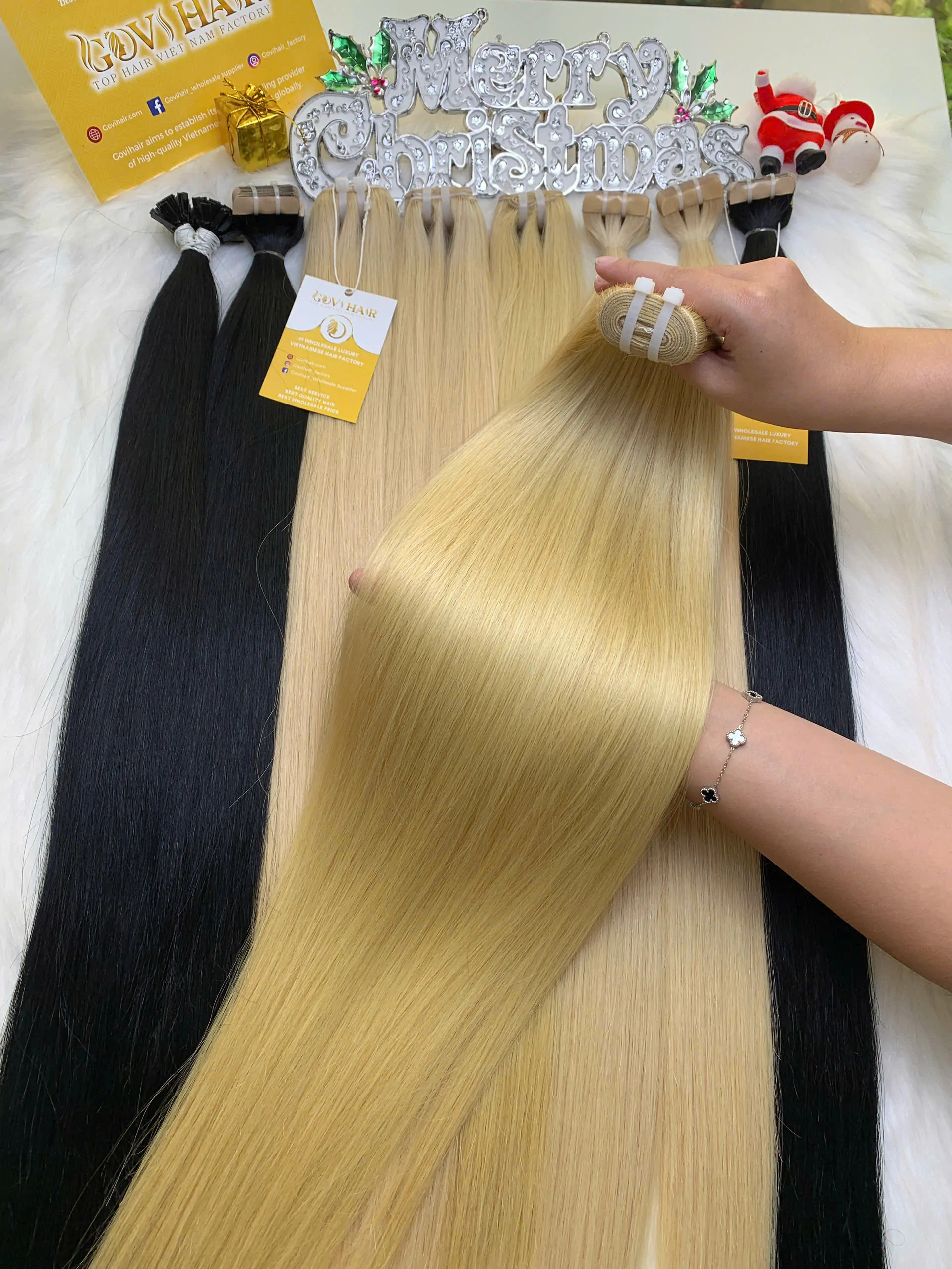 Weft Hair Extension Bone Straight #613 Raw Vietnamese Hair