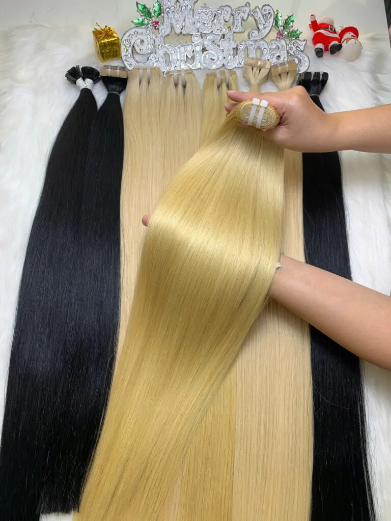Weft Hair Extension Bone Straight #613 Raw Vietnamese Hair