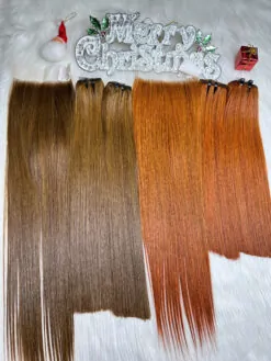 Weft Hair Extensions Bone Straight Dark Brown Color
