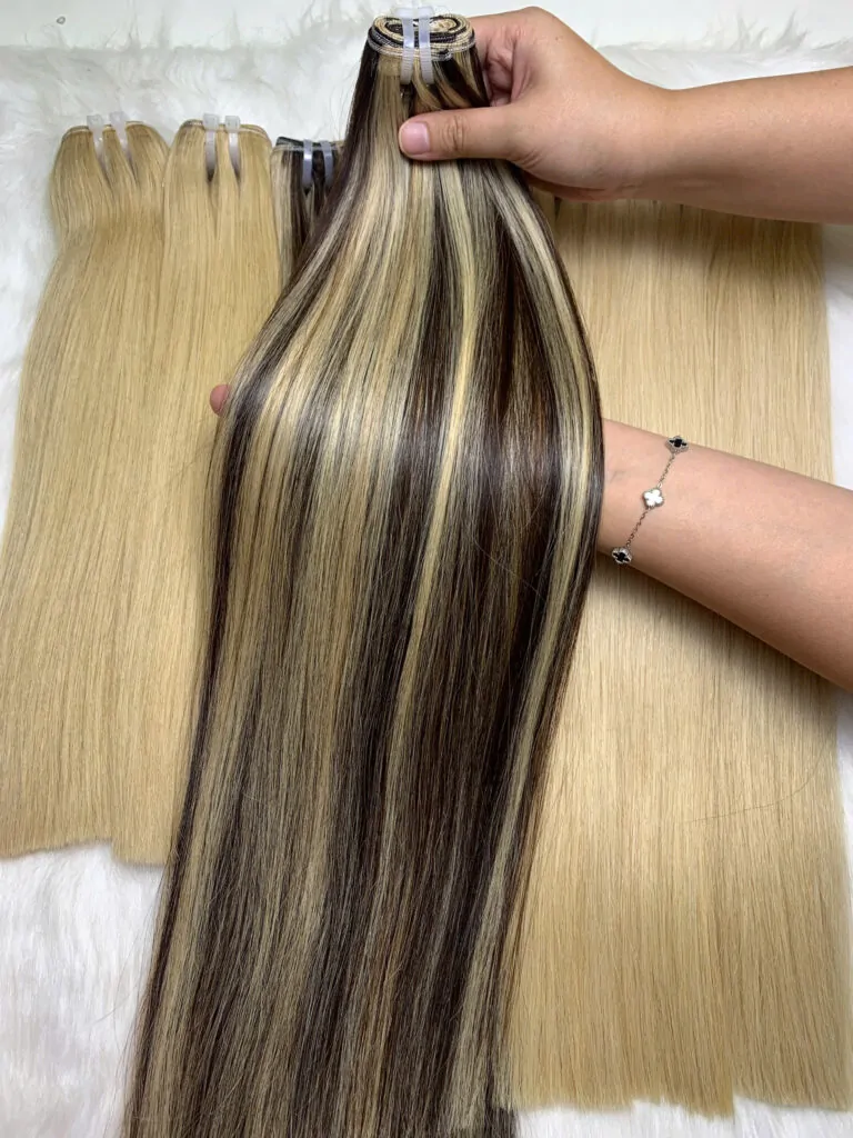 Weft Hair Extensions Bone Straight Piano Luxury Vietnamese Hair