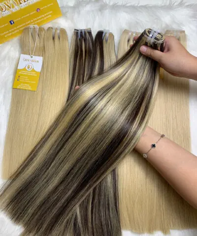 Weft Hair Extensions Bone Straight Piano Luxury Vietnamese Hair