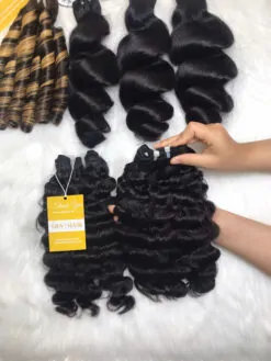 Burmese Curly Machine Weft Hair Extensions Natural Color
