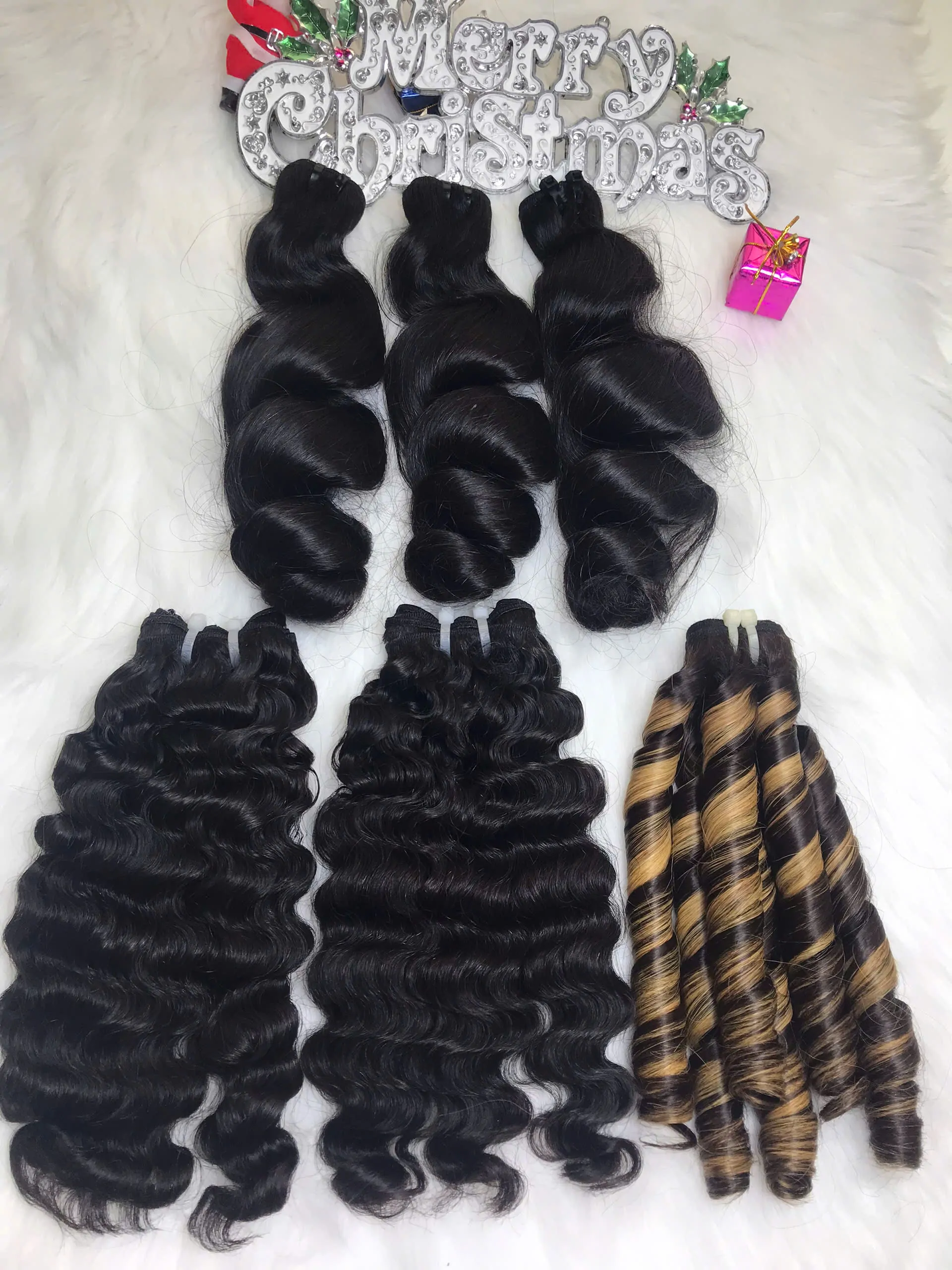 Weft Hair Extensions Burmese Curly Natural Color