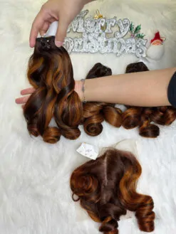 Weft Hair Extensions Fumi Bouncy Curly Mix Piano