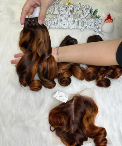 Weft Hair Extensions Fumi Bouncy Curly Mix Piano