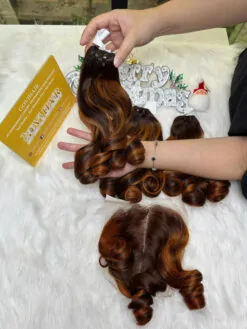 Weft Hair Extensions Fumi Bouncy Curly Mix Piano Color