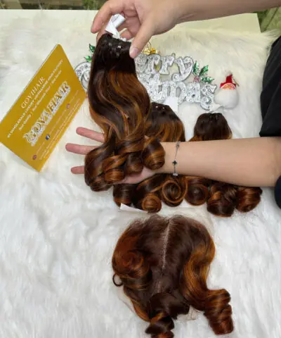 Weft Hair Extensions Fumi Bouncy Curly Mix Piano Color