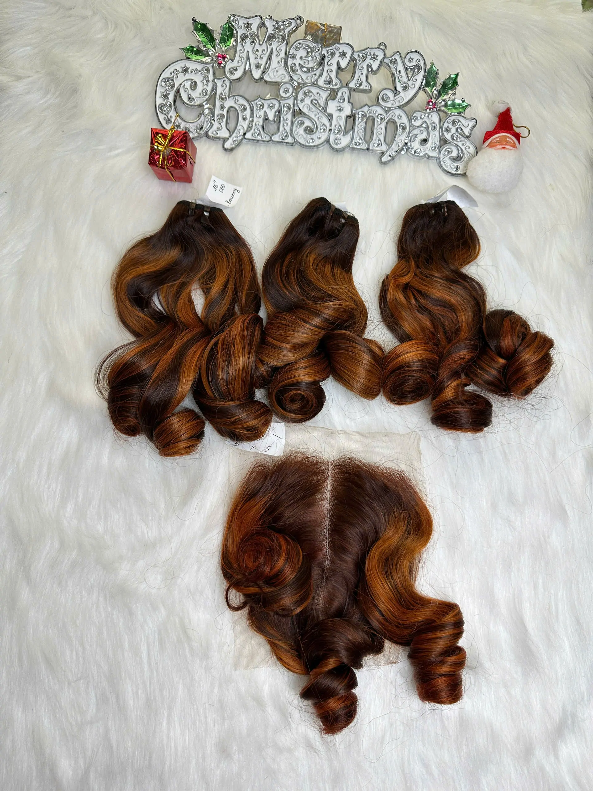 Weft Hair Extensions Fumi Bouncy Curly Mix Piano Color Raw Hair