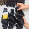 Loose Wave Machine Weft Hair Extensions Natural Color