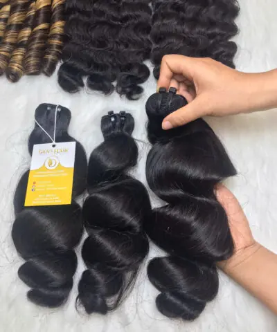 Loose Wave Machine Weft Hair Extensions Natural Color