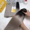 Weft Hair Extensions Ombre Grey Color Raw Vietnamese Hair High Quality