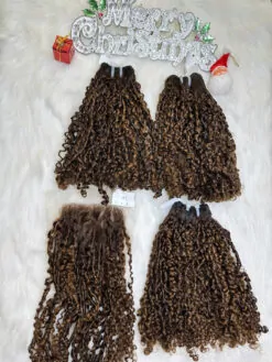 Weft Hair Extensions Pixie Curly Piano Color