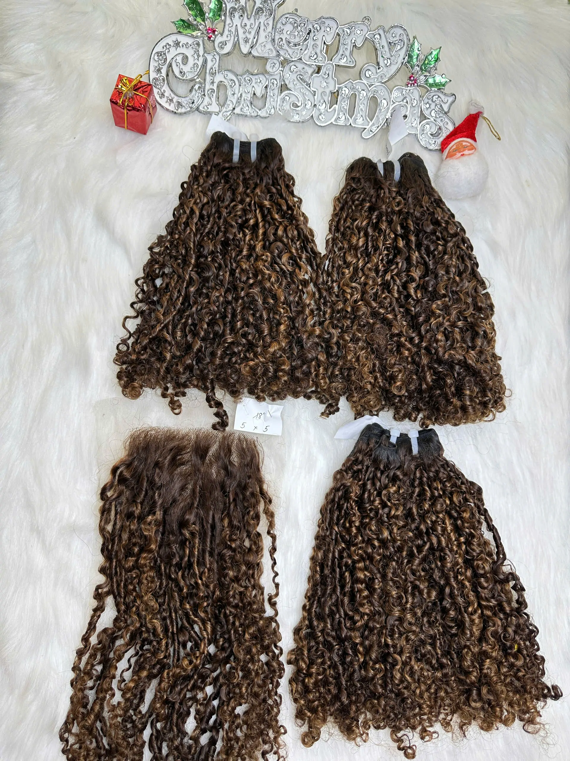 Weft Hair Extensions Pixie Curly Piano Color