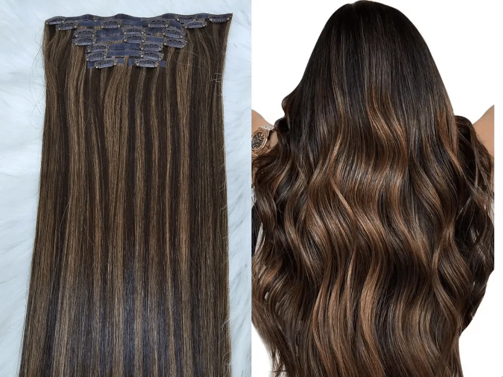 100% human hair extensions clip-in extensions Mix Piano Color