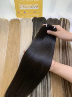 20 Inch Straight #1A Natural Black Feather Weft Hair Extensions