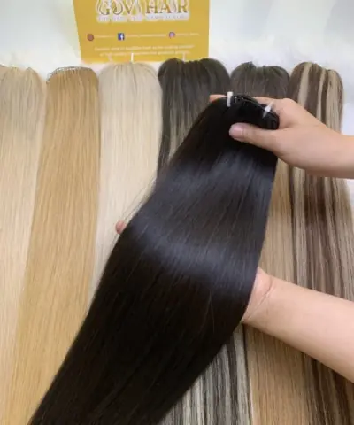 20 Inch Straight #1A Natural Black Feather Weft Hair Extensions