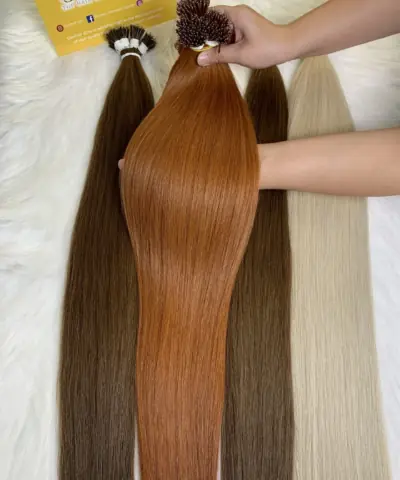 28 Inch Nano Ring Hair Extensions Bronze Color