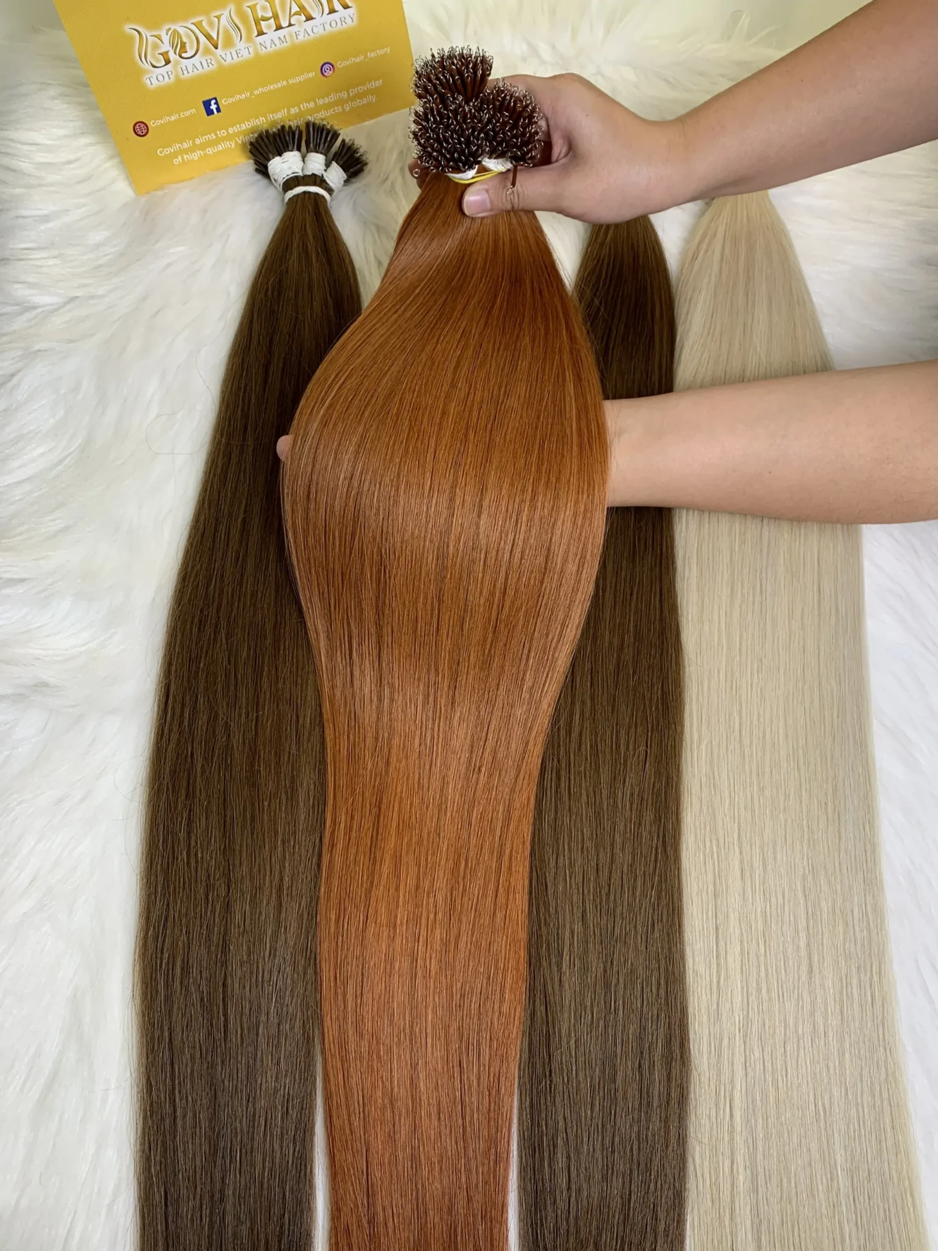 28 Inch Straight Bronze Color Nano Ring Hair Extensions Vietnamese Hair 1 28 Inch Nano Ring Hair Extensions Bronze Color