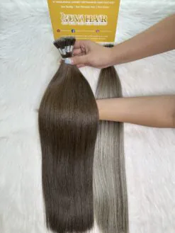 28 Inch Straight #5 Light Brown Nano Ring Hair Extensions