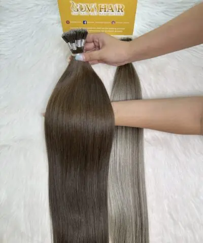 28 Inch Straight #5 Light Brown Nano Ring Hair Extensions