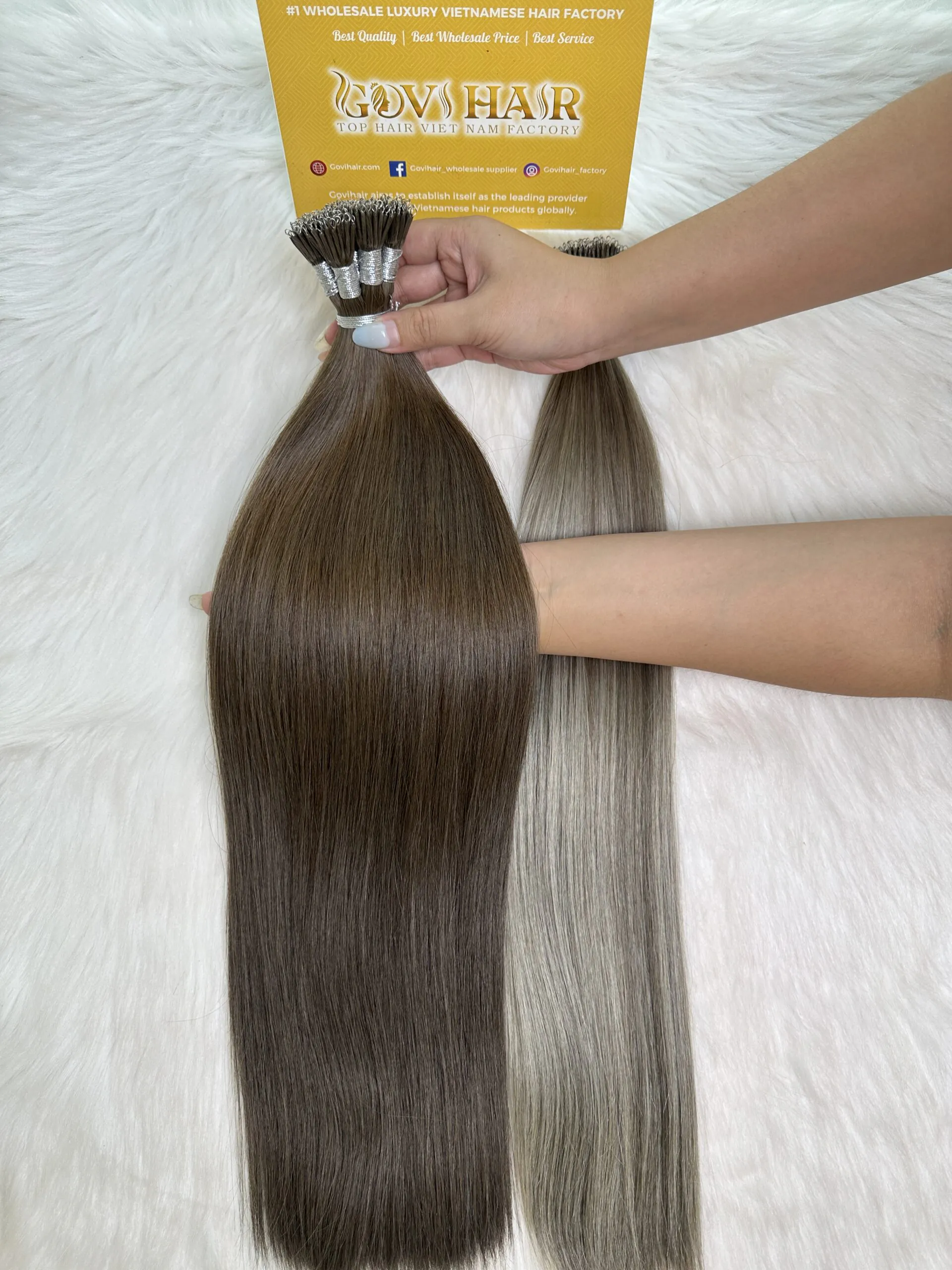 28 Inch Straight #5 Light Brown Nano Ring Hair Extensions