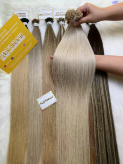 28 Inch Straight Platinum Blonde Color Flat Tip Hair Extensions for Salon