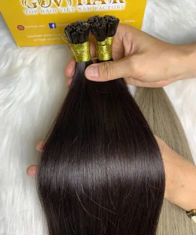 32 Inch Straight #2 Dark Brown Flat Tip Hair Extensions