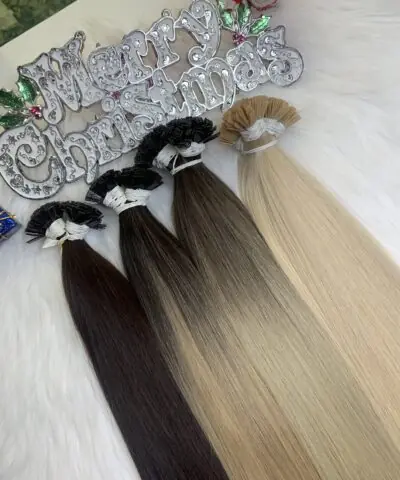 Flat Tip Hair Extensions Bone Straight 24 Inches Ombre Blonde 8/Ash Premium Standard Vietnam Hair