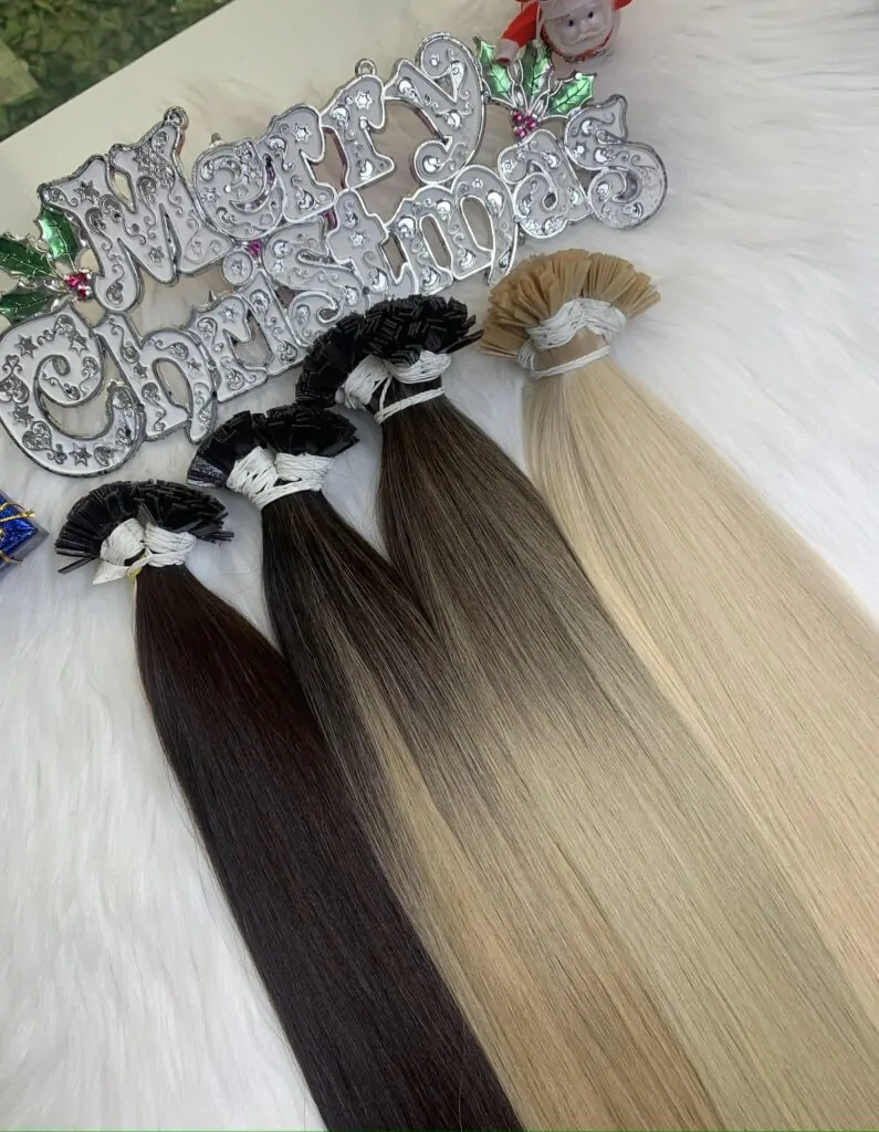 Flat Tip Hair Extensions Bone Straight 24 Inches Ombre Blonde 8/Ash Premium Standard Vietnam Hair