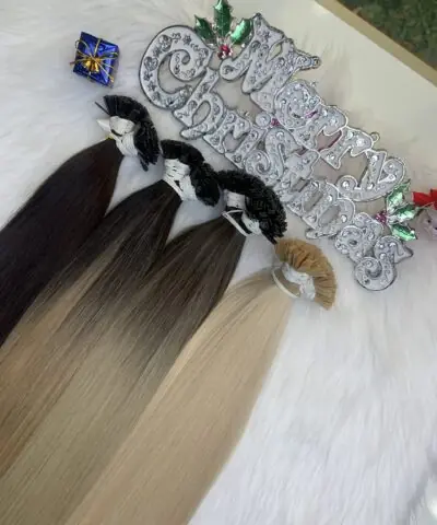Flat Tip Hair Extensions Bone Straight 24 Inches Ombre Blonde 8/Ash Premium Standard Vietnamese Hair