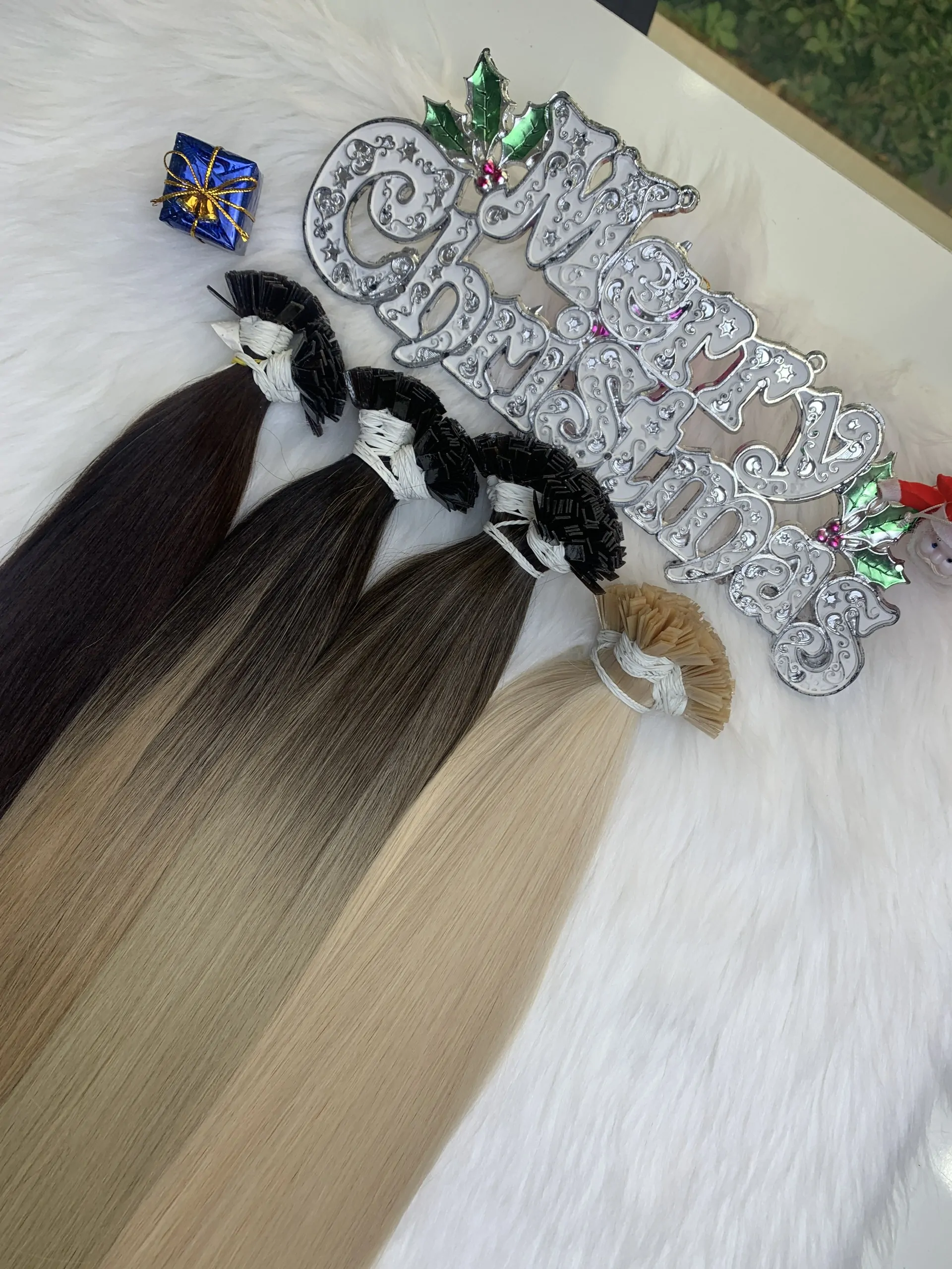 Flat Tip Hair Extensions Bone Straight 24 Inches Ombre Blonde 8/Ash Premium Standard Vietnamese Hair