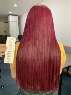 Lace Front Wig 4x4 Bone Straight 22 Inches Burgundy Color Human Hair Wigs Luxury Quality