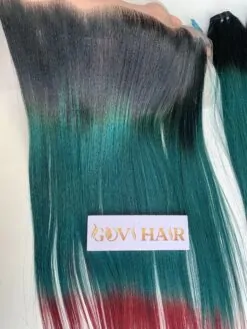 Lace Frontal 13x4 Ombre Dark Root Green Red Wine High Quality