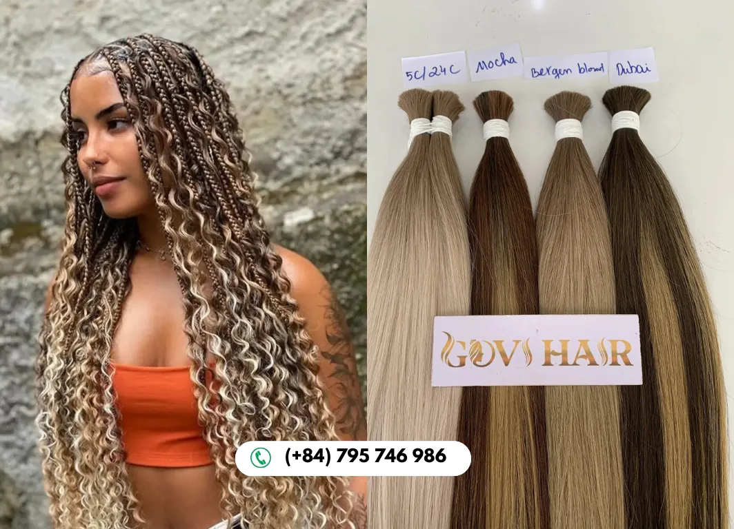 Straight Bulk Human Hair for Braiding 22 Inch Bergen Blonde Color 10 Bergen Bulk Hair Provides Natural Blonde Perfection