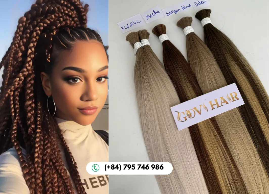 Straight Bulk Human Hair for Braiding 22 Inch Bergen Blonde Color 8 Bergen Blonde Bulk Hair Offers Soft Warm Tones