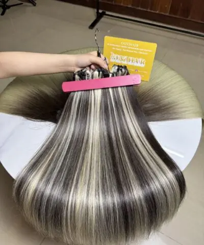 Bone Straight Machine Weft Hair Extensions 24 Inch Mix Piano Color