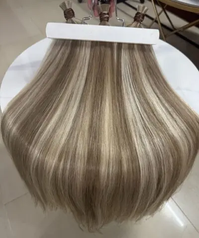 Straight Bulk Human Hair for Braiding 24 Inch Mix Piano #8/24 Color 6 Bulk Human Hair for Braiding 24 Inch Mix Piano #8/24