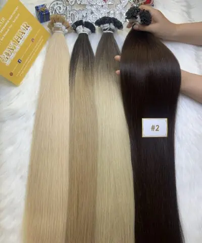 Flat Tip Hair Extensions Bone Straight 24 Inches 2 Color Premium Vietnamese Hair