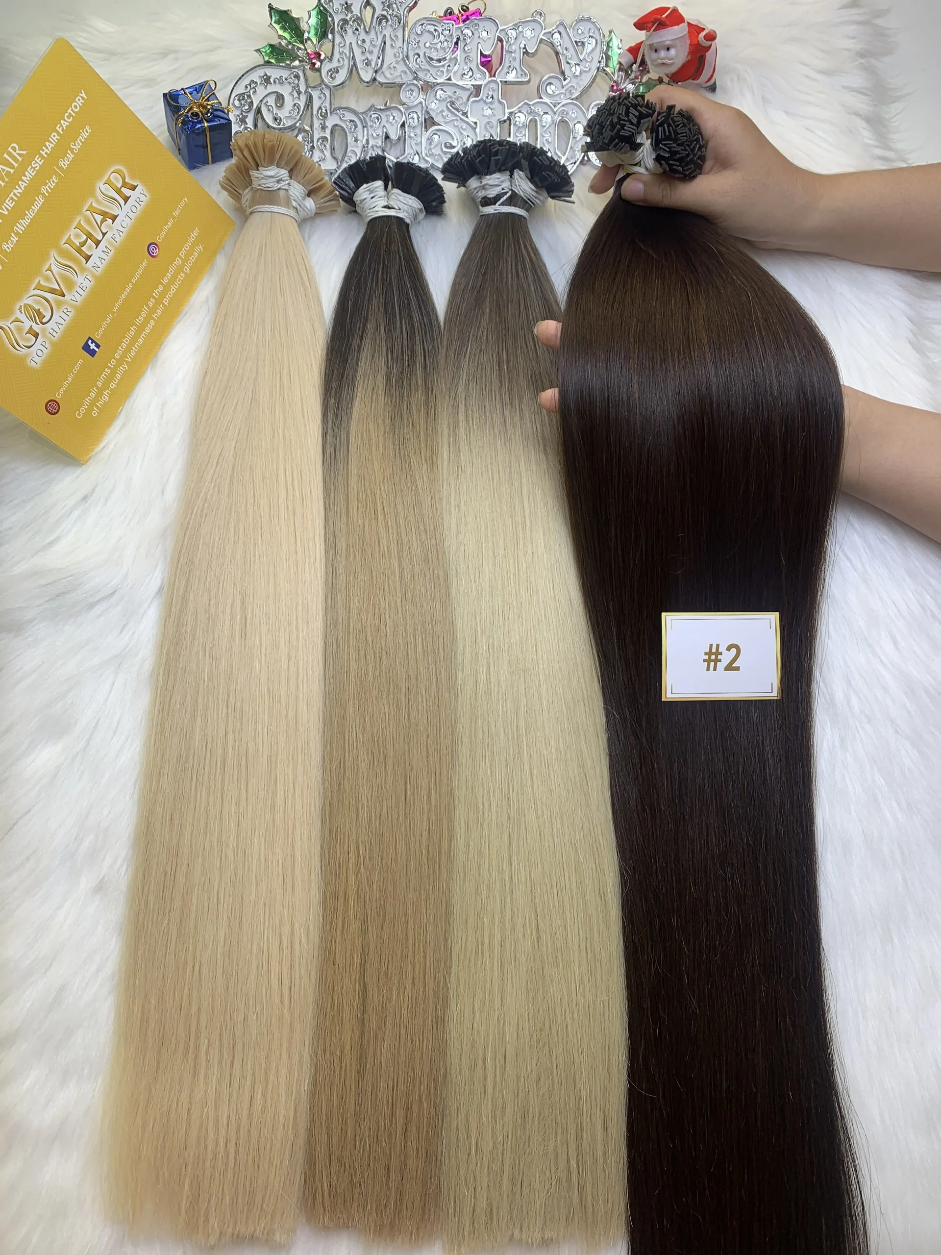 Flat Tip Hair Extensions Bone Straight 24 Inches 2 Color Premium Vietnamese Hair