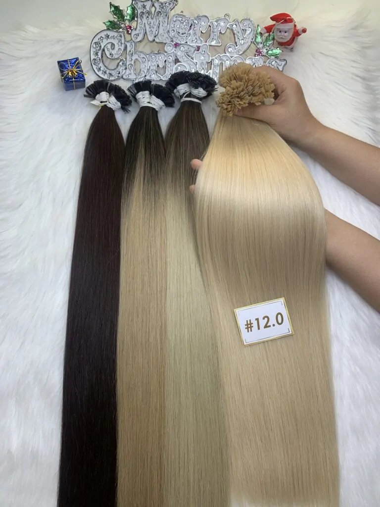 Flat Tip Hair Extensions Bone Straight Blonde Color Premium Standard Vietnam Hair