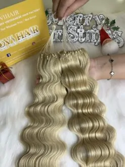H6 Feather Hair Extensions Super Double Drawn Wavy Blonde Color Luxury Hair Grade Vietnamese Hair
