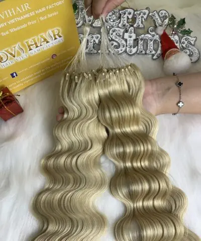 H6 Feather Hair Extensions Super Double Drawn Wavy Blonde Color Luxury Hair Grade Vietnamese Hair