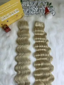H6 Feather Hair Extensions Super Double Drawn Wavy Blonde Color Luxury Vietnamese Hair