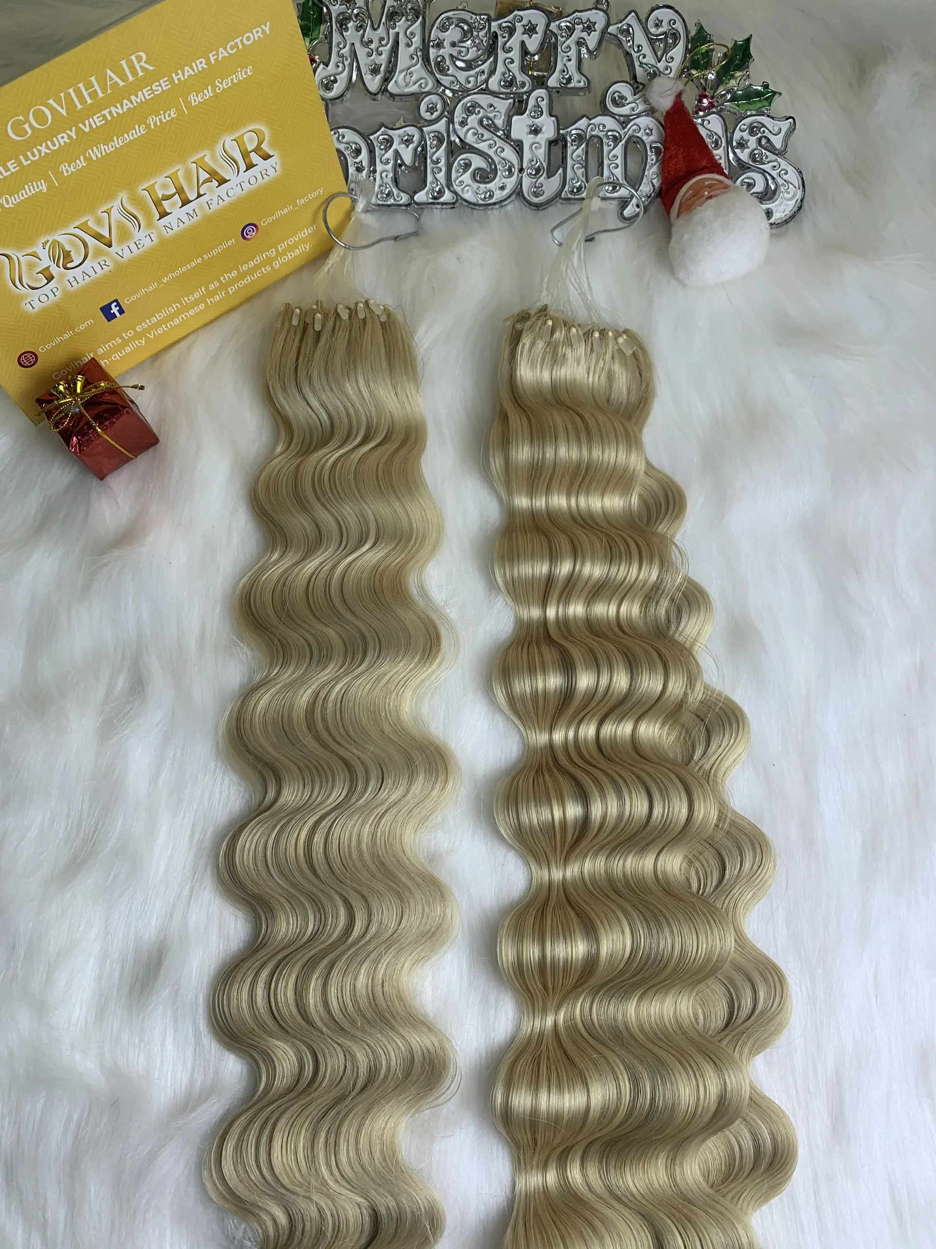 H6 Feather Hair Extensions Super Double Drawn Wavy Blonde Color Luxury Vietnamese Hair