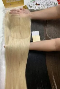 HD Lace Frontal 2x4 Bone Straight Blonde Color Premium Vietnamese Hair