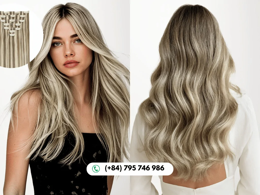 Highlight Seamless Clip In Hair Extensions 7 Piece Set