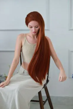 Human Hair Closure wig 4x4 HD Lace Bone straight Light Brown color