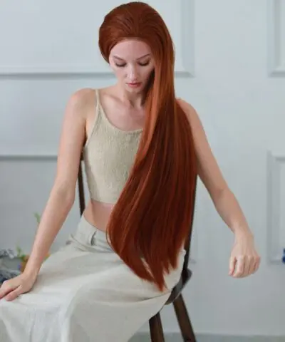 Human Hair Closure wig 4x4 HD Lace Bone straight Light Brown color